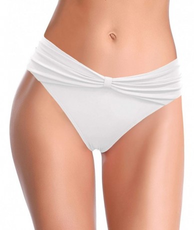 Tankinis Women's Cheeky Swimsuit Bow Knot Front Bikini Bottoms Twist Swim Bottoms - White - CX199KZCD3Y $39.15