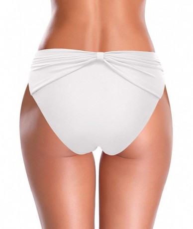 Tankinis Women's Cheeky Swimsuit Bow Knot Front Bikini Bottoms Twist Swim Bottoms - White - CX199KZCD3Y $39.15