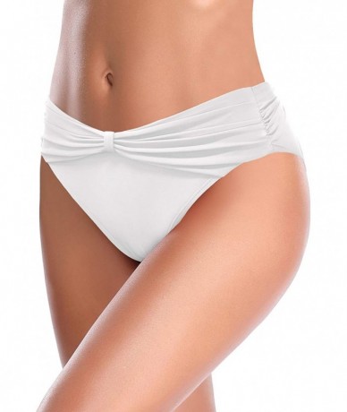 Tankinis Women's Cheeky Swimsuit Bow Knot Front Bikini Bottoms Twist Swim Bottoms - White - CX199KZCD3Y $39.15