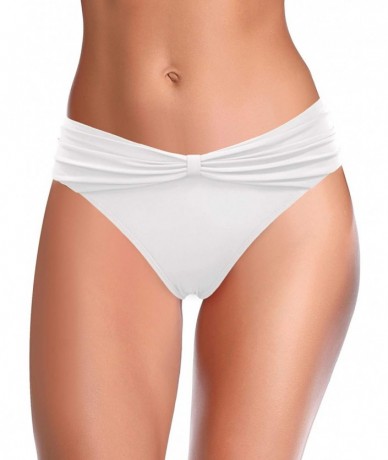 Tankinis Women's Cheeky Swimsuit Bow Knot Front Bikini Bottoms Twist Swim Bottoms - White - CX199KZCD3Y $39.15