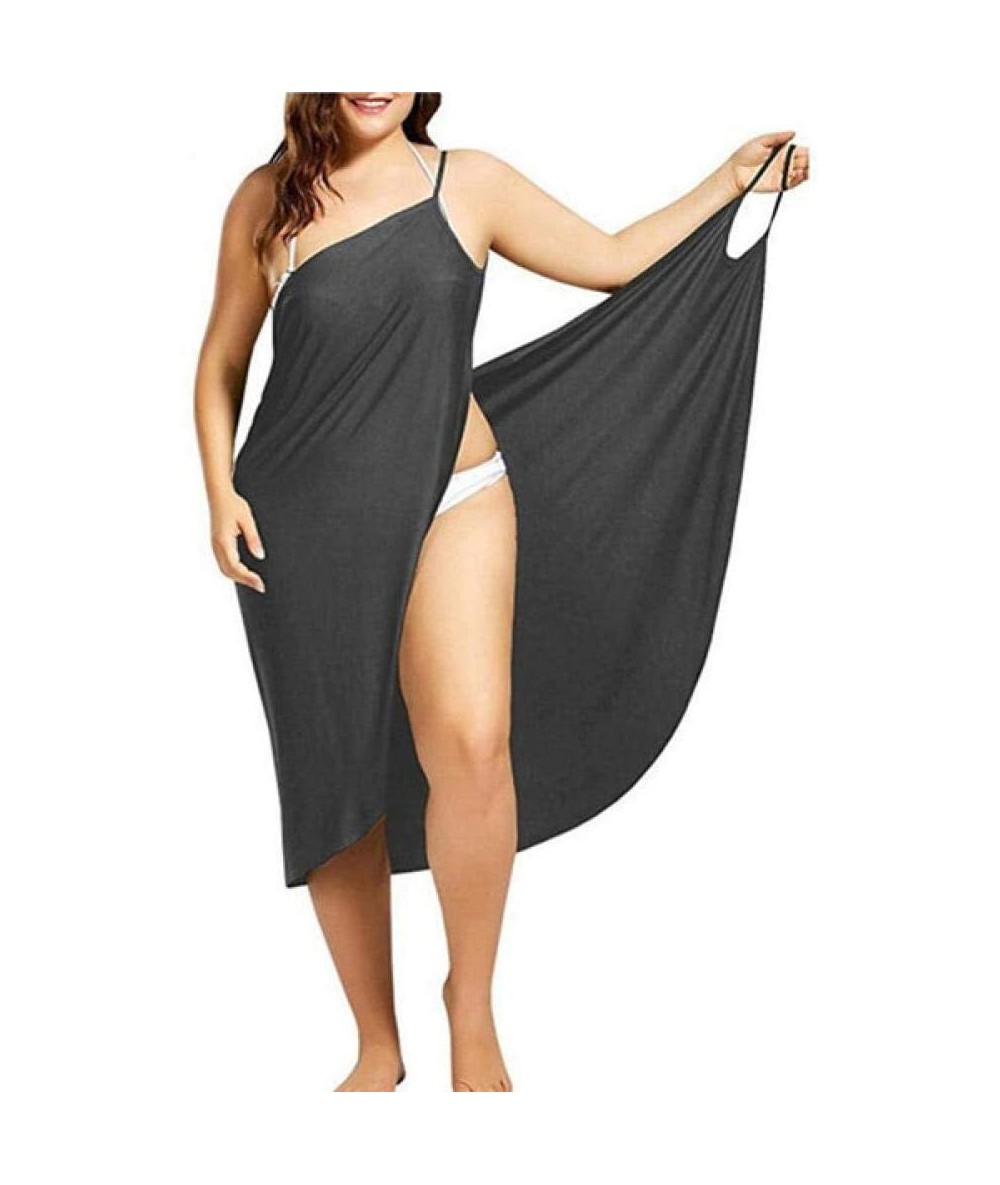 Cover-Ups Beach Towels Summer Women Sexy Beach V-Neck Sling Dress Towel Backless Bathrobe Fast Dry Swimwear Women Tropical Dr...