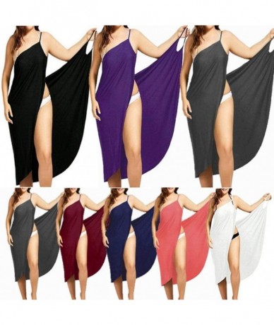 Cover-Ups Beach Towels Summer Women Sexy Beach V-Neck Sling Dress Towel Backless Bathrobe Fast Dry Swimwear Women Tropical Dr...