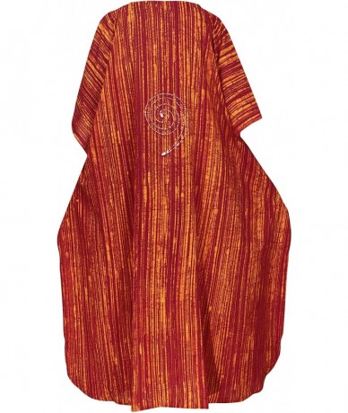 Cover-Ups Women's Kaftan Poncho Party Evening Dress Beach Cover Ups Hand Batik - Pumpkin Orange_x576 - CE11EQK2D4N $50.49