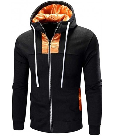 Rash Guards Blouse- Men Autumn Long Sleeve Patchwork Hoodie Hooded Sweatshirt Top Tee Outwear Blouse - Black - CT18X4OZ6R2 $3...