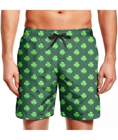 Board Shorts Men Green St. Patrick's Day Vector Clover Black Swimming Trunks Board Shorts Surf Swimsuits Shorts for Men Casua...