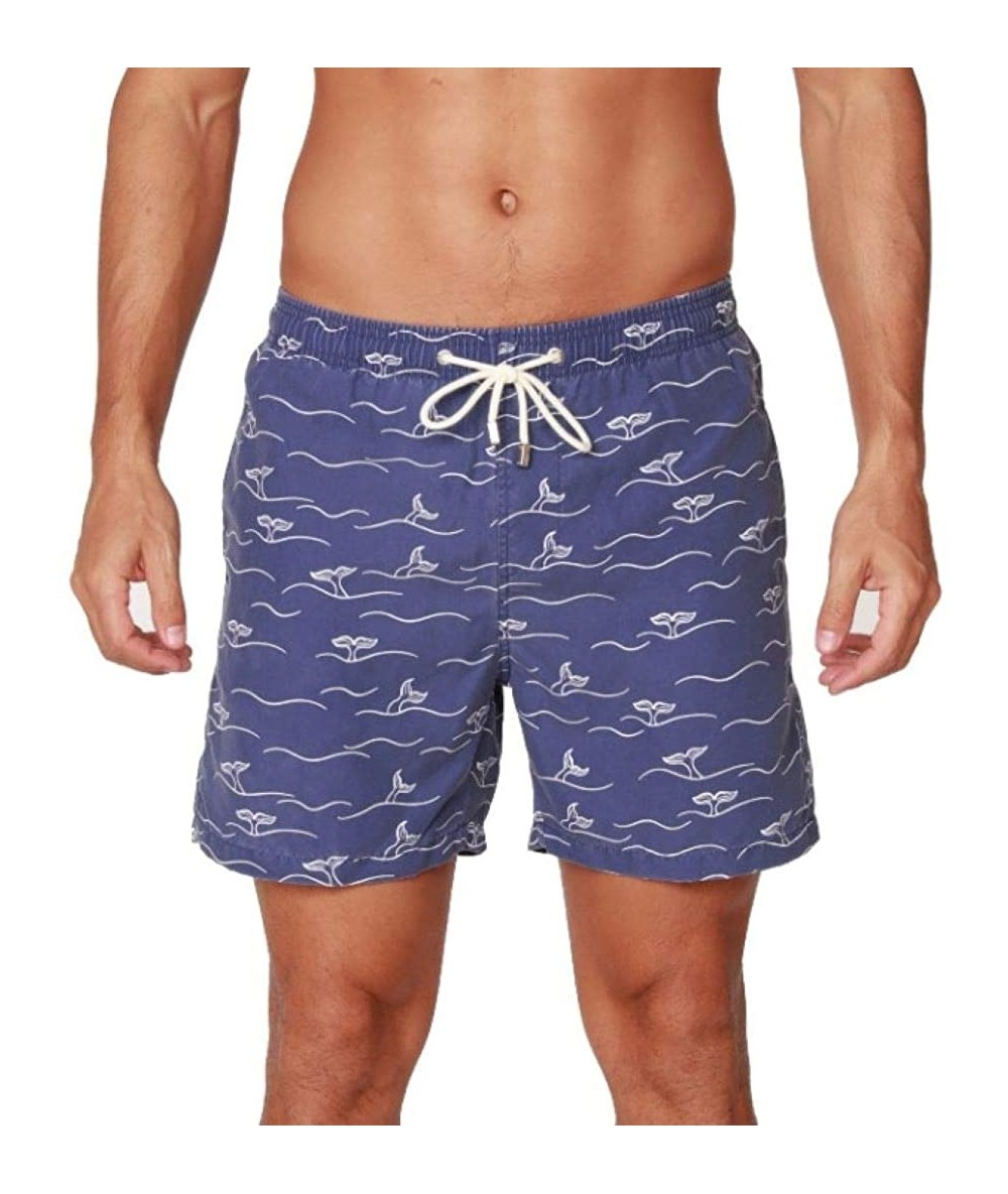 Trunks Performance Men's Quick Dry SPF50+ Swim Trunks Water Shorts Swimsuit Beach Shorts with Mesh Lining - Whales - CX194RQR...