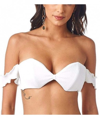 Sets Women's Sexy Scalloped Trim Padded Push-up Bikini Set Two Pieces Swimwear Strapless Bathing Suits - White 2 - CA194KGKOK...