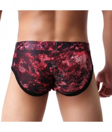 Briefs Jockstrap Thongs Underwear Mens Personality Tie Dyeing G-Strings T-Back Comfortable Bikinis Boxer Briefs - Red - CC18X...