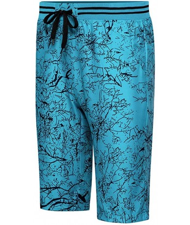 Board Shorts Men's Beach Shorts Quick Dry Waterproof Sports Shorts Bathing Suit Swim Trunks 2018 on - Tree Print - Blue - CT1...