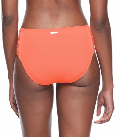 Bottoms Women's Alessia Hi Waist Ruched Bikini Bottom Swimsuit- Lipstick- X-Small - CB18Z065AHX $68.30