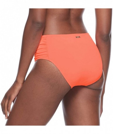 Bottoms Women's Alessia Hi Waist Ruched Bikini Bottom Swimsuit- Lipstick- X-Small - CB18Z065AHX $68.30