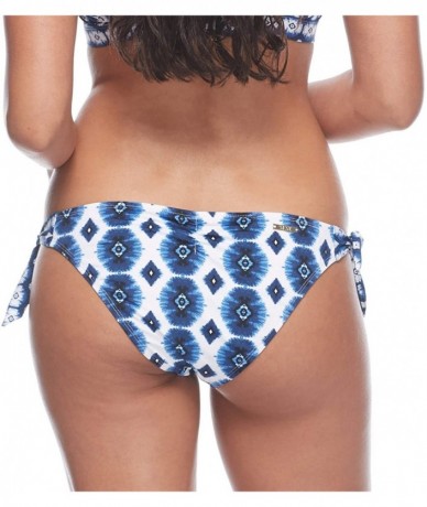 Tankinis Women's Sash Tie Side Med Bikini Bottom Swimwear - Caicos Wisdom Blue Print - CT18Z09U2ET $39.27