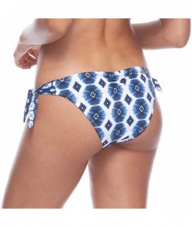 Tankinis Women's Sash Tie Side Med Bikini Bottom Swimwear - Caicos Wisdom Blue Print - CT18Z09U2ET $39.27