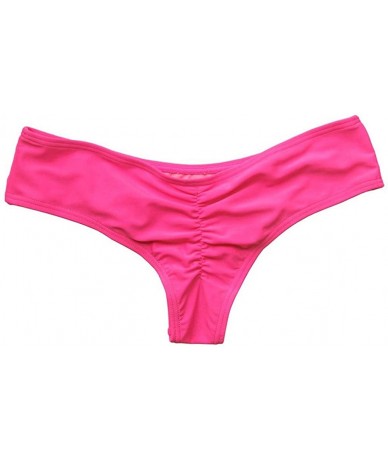 Bottoms Women's Sexy Bikini Thong Bottom Ruched Brazilian Beachwear Cheeky Swimwear - Pink - CC19CDGU4TW $23.37