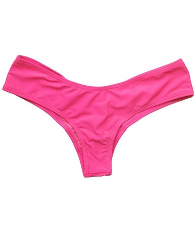 Bottoms Women's Sexy Bikini Thong Bottom Ruched Brazilian Beachwear Cheeky Swimwear - Pink - CC19CDGU4TW $23.37