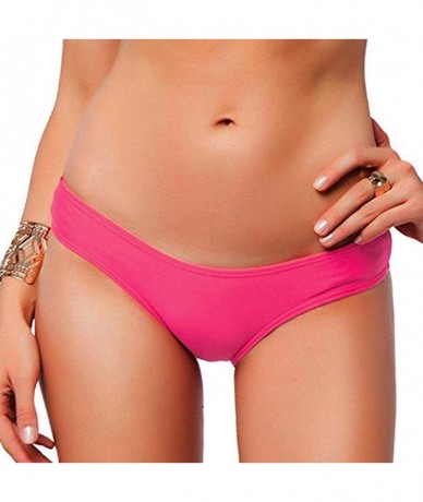 Bottoms Women's Sexy Bikini Thong Bottom Ruched Brazilian Beachwear Cheeky Swimwear - Pink - CC19CDGU4TW $23.37