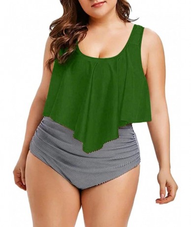 Sets Plus Size Cross Bandage Two Piece Bikini Set Solid Bathing Suits Swimwear Beachwear - Gn2 - C6196XSETR3 $32.96