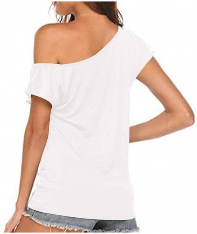 One-Pieces Off Shoulder Love Womens Graphic T Shirt Tops - White - CQ19CA6C6ML $19.63