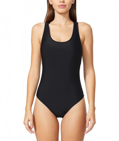 Racing Women's Athletic Training Adjustable Strap One Piece Swimsuit Swimwear Bathing Suit - Black-1 - CV18QC20C55 $45.77