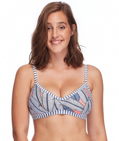 Tops Women's Drew D- DD- E- F Cup Bikini Top Swimsuit with Adjustable Tie Back - Freedom Print - C51869897GM $83.87