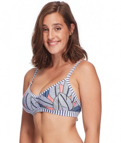 Tops Women's Drew D- DD- E- F Cup Bikini Top Swimsuit with Adjustable Tie Back - Freedom Print - C51869897GM $83.87