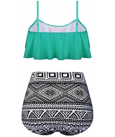 Sets Teen Girls High Waist Swimsuit Summer Two Piece Bathing Suit Skinny Bikini Sets - Best Sale-mint Green - CS18ELXMTW9 $24.43