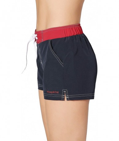 Board Shorts Women Quick Dry Swimwear Trunks Sports Board Shorts with Soft Briefs Inner Lining - Navy/Red - C018NHSN24A $43.78