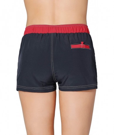 Board Shorts Women Quick Dry Swimwear Trunks Sports Board Shorts with Soft Briefs Inner Lining - Navy/Red - C018NHSN24A $43.78