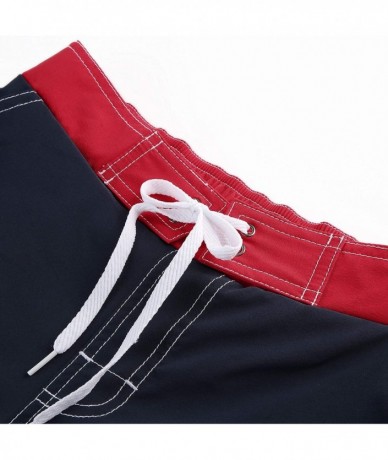 Board Shorts Women Quick Dry Swimwear Trunks Sports Board Shorts with Soft Briefs Inner Lining - Navy/Red - C018NHSN24A $43.78