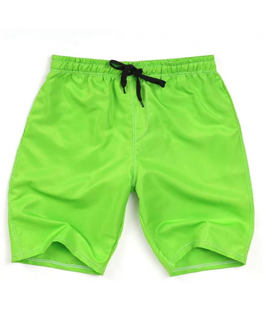 Trunks Men's Summer Swim Trunk Solid Color Casual Athletic Large Size Beach Short Pants - Green - CE18UMZ6I9L $33.87