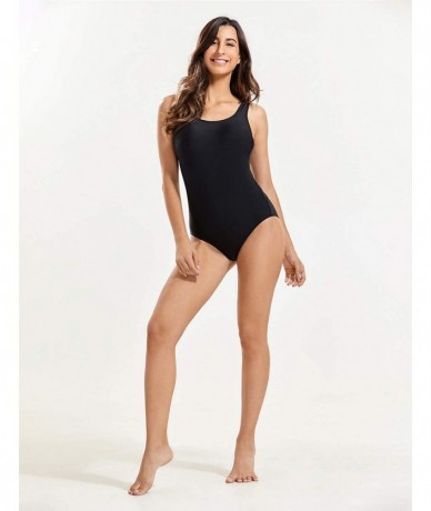 One-Pieces Women's Slimming Modest One Piece Swimsuit Cross Back - Black - C918UEQW8YC $41.87