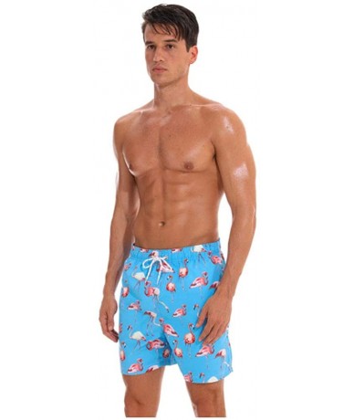 Trunks Men's Quick Dry Swim Trunks Bathing Suit Beach Shorts with Mesh Lining - Blue Flamingo - CV18Q369YU2 $22.28