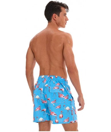 Trunks Men's Quick Dry Swim Trunks Bathing Suit Beach Shorts with Mesh Lining - Blue Flamingo - CV18Q369YU2 $22.28