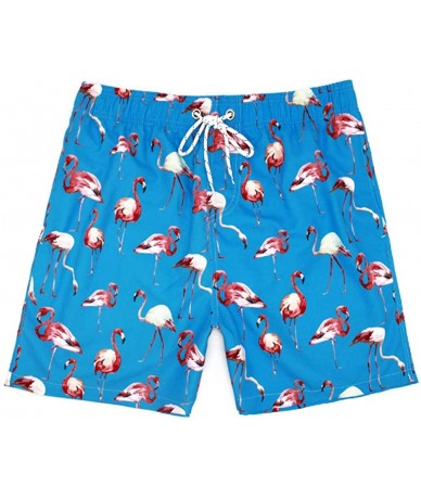 Trunks Men's Quick Dry Swim Trunks Bathing Suit Beach Shorts with Mesh Lining - Blue Flamingo - CV18Q369YU2 $22.28