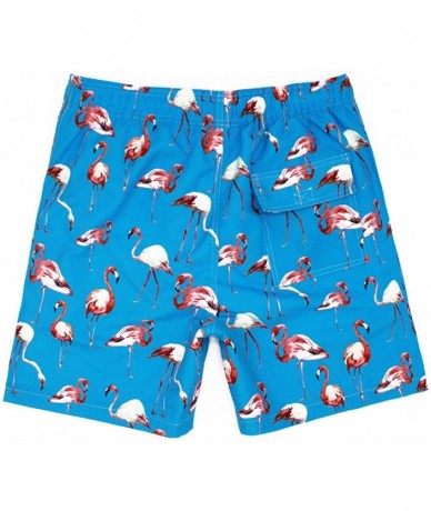 Trunks Men's Quick Dry Swim Trunks Bathing Suit Beach Shorts with Mesh Lining - Blue Flamingo - CV18Q369YU2 $22.28