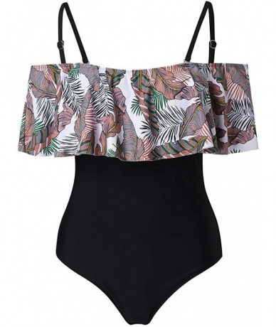 One-Pieces Women Off-Shoulder Swimsuits Flounce Floral Tummy Control Bathing Suits One Piece 2020 - C - CI190L6H0GE $28.92