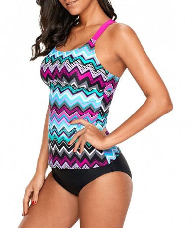 Tops Women Floral Print V Neck Swim Top Strap Bathing Suit Tankini Swimwear Tops (NO Bottom) - Zigzag - Purple - C018W0N456E ...