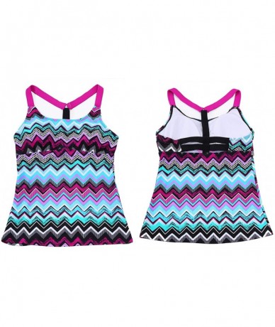 Tops Women Floral Print V Neck Swim Top Strap Bathing Suit Tankini Swimwear Tops (NO Bottom) - Zigzag - Purple - C018W0N456E ...