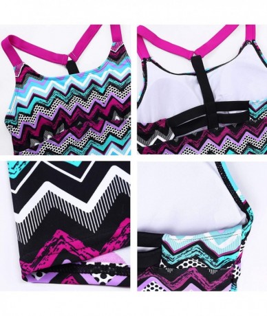 Tops Women Floral Print V Neck Swim Top Strap Bathing Suit Tankini Swimwear Tops (NO Bottom) - Zigzag - Purple - C018W0N456E ...