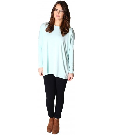 Sets Women's Famous Long Sleeve Bamboo Top Loose Fit Bleach White L - New Mint - CI12BS0PSPT $50.55