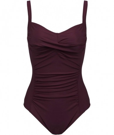 One-Pieces Womens One Piece Swimsuit Tummy Control Slimming Bathing Suit Ruched Front - Twist-purple - C918ND76QE7 $53.38