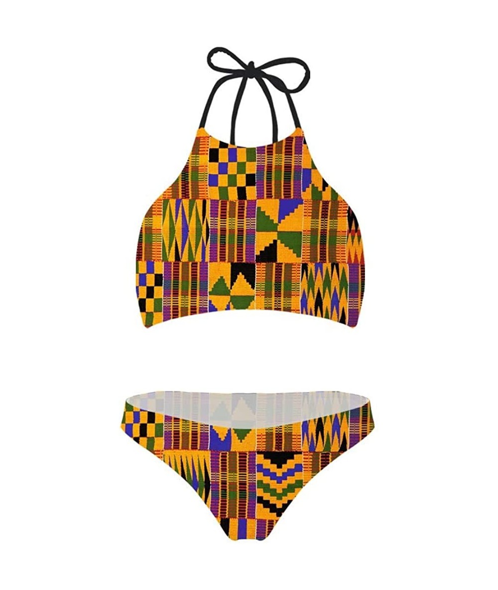 Sets Women Ethnic Tie Halter Padding Bikini 2 Piece Galaxy Swimsuit - Print 30 - CU18NDOMW99 $45.61