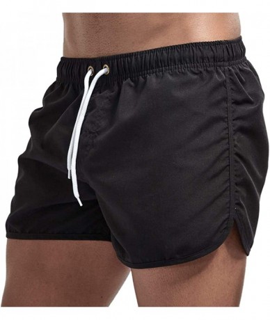 Board Shorts Men's Beach Board Shorts Swimwear Swimsuits Swim Surfing Boxer Trunks Trousers and Beach Surfing Shorts - Black ...