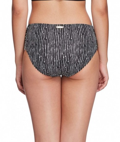 Bottoms Women's Alessia Hi Waist Ruched Bikini Bottom Swimsuit - Wakaya Black Print - CE18I9ARK3T $39.70