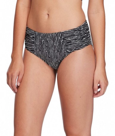 Bottoms Women's Alessia Hi Waist Ruched Bikini Bottom Swimsuit - Wakaya Black Print - CE18I9ARK3T $39.70