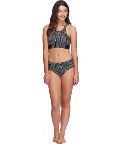 Bottoms Women's Alessia Hi Waist Ruched Bikini Bottom Swimsuit - Wakaya Black Print - CE18I9ARK3T $39.70