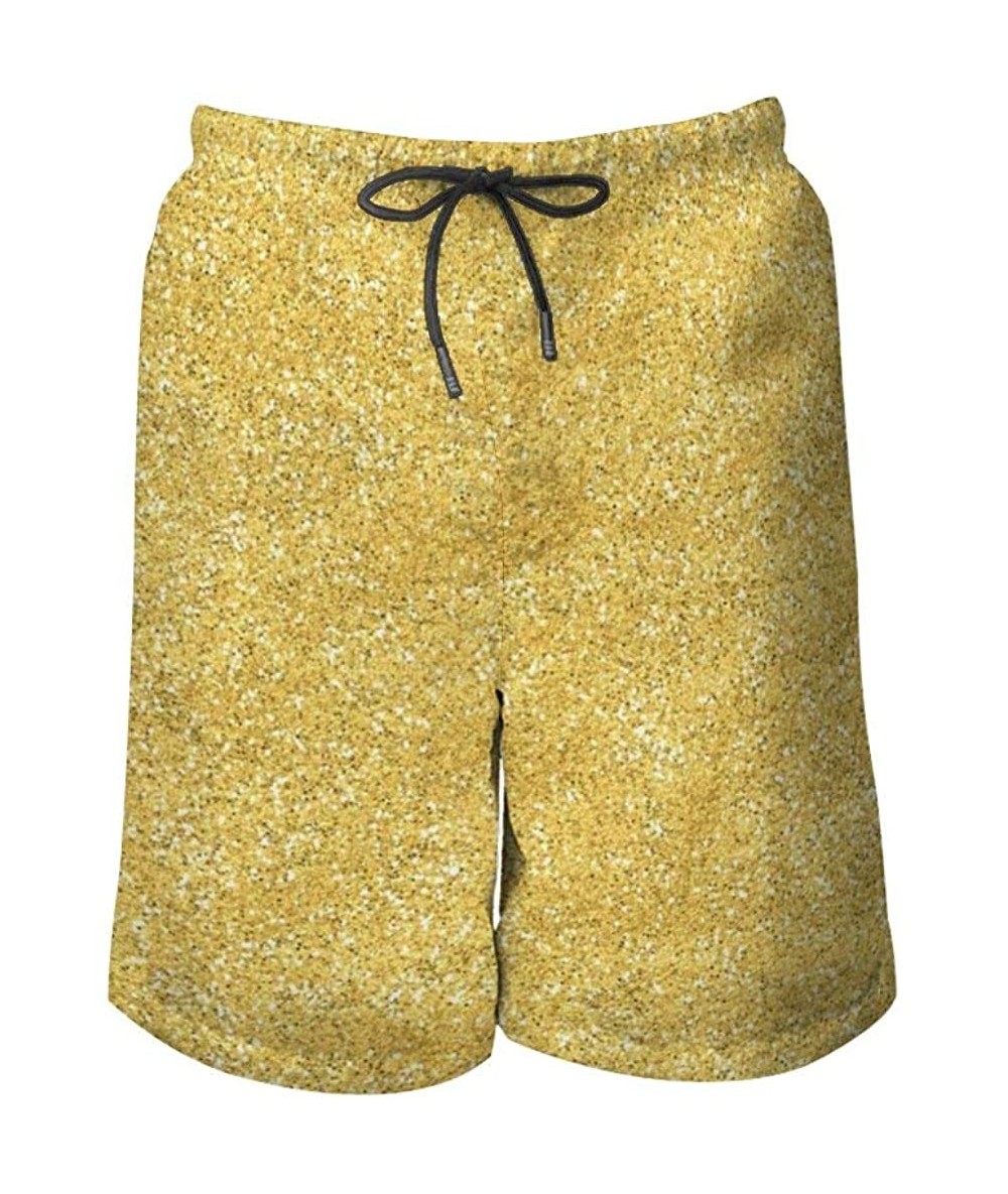 Board Shorts Men Quick Dry Swim Trunks Breathable Beach Board Shorts with Mesh Lining - New Gold Frosted Background - CU1905M...