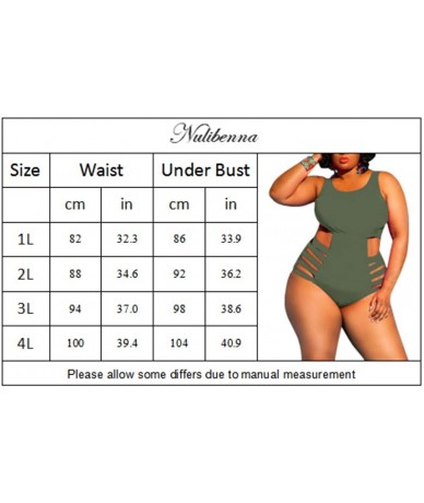 One-Pieces Womens Plus Size Cutout Swimsuit One Piece High Waisted Swimwear Bandage Tummy Control Monokini - Orange - CP18QI6...