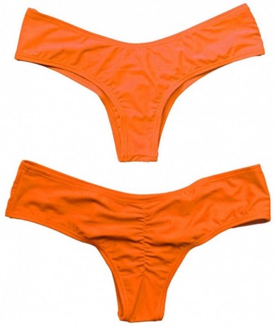 Tankinis Women's Hot Summer Brazilian Beachwear Bikini Bottom Thong Swimwear - Candy Orange - C018GEYWHTE $26.47