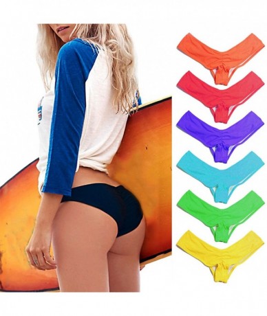 Tankinis Women's Hot Summer Brazilian Beachwear Bikini Bottom Thong Swimwear - Candy Orange - C018GEYWHTE $26.47